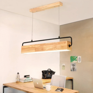 Plafonnier LED style Troag en bois pour salle à manger